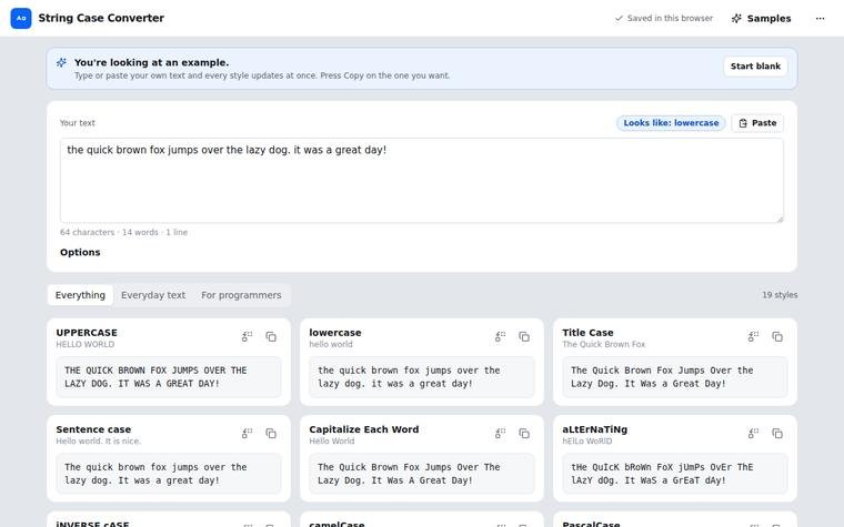 Preview of String Case Converter