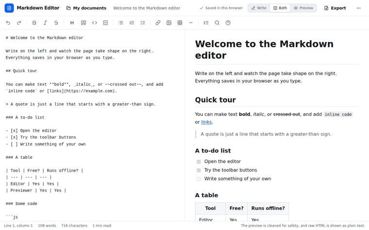 Preview of Markdown Editor & Previewer